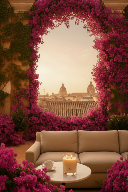 White Tea & Fig candle styled in an elegant living space.